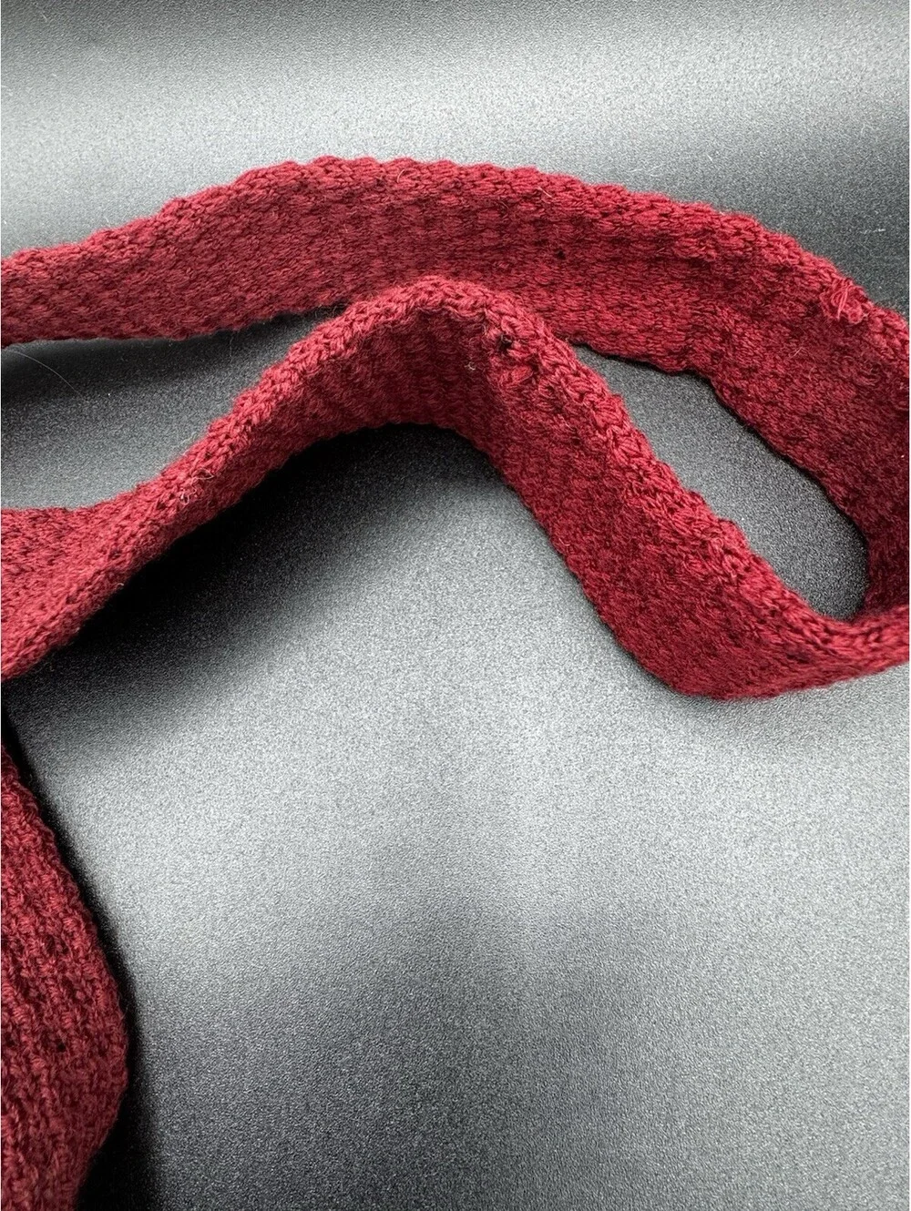 Vintage Andhurst Wool Knit Square End Tie Red USA 54” x 3.75” 60s 70s